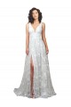 Outlet Plunging V-Neckline Wedding Dress with Slit UK