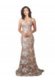 Outlet Fishtail Shaped V-Neck Embroidered Foral Lace Wedding Dress UK