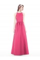 Outlet Jewel Neck Keyhole Back Sleek Long Satin Bridesmaid Dress UK