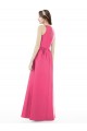 Outlet Jewel Neck Keyhole Back Sleek Long Satin Bridesmaid Dress UK