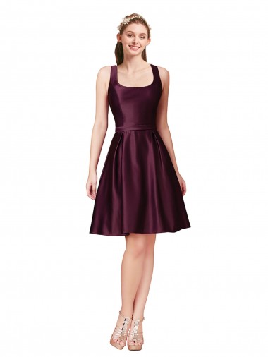 Outlet Classic Cocktail Knee Length Satin Bridesmaid Dress / Prom Dress with V Back and Bow Detail UK