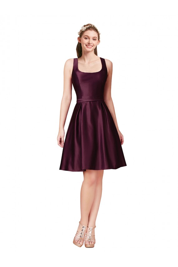 Outlet Classic Cocktail Knee Length Satin Bridesmaid Dress / Prom Dress with V Back and Bow Detail UK