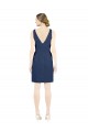 Outlet Deep V-Neck Short Knee Length Satin Cocktail Bridesmaid Dress with Slimming Pleats UK