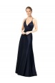 Outlet Sexy Satin Bridesmaids Dress with Deep V-Neckline and Strappy Back UK