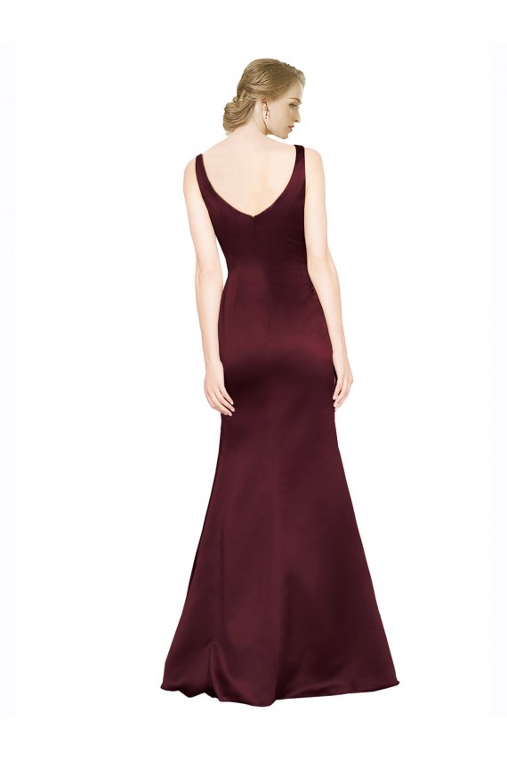 Outlet Figure Shaping Formal Satin Bridesmaid Dress / Prom Dress with Structured Pleats UK