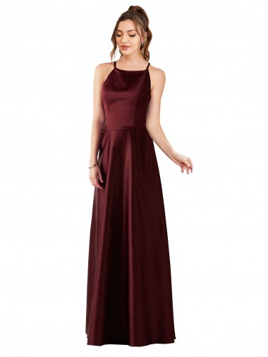 Outlet Sleek Satin Bridesmaids Dress with Pockets UK