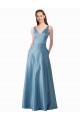 Outlet Classic Satin V-Neck A-Line Bridesmaids Dress with Pockets UK