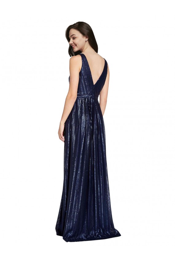 Outlet Long V-Neck Sparking Formal Sequin Bridesmaid Dress / Prom Dress with Low V-Back UK