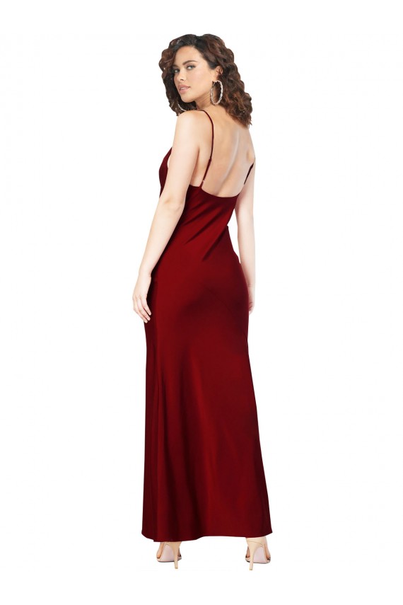 Outlet Cowl Neck Low Back Formal Silky Satin Bridesmaid Dress / Prom Dress with Thin Back Straps UK