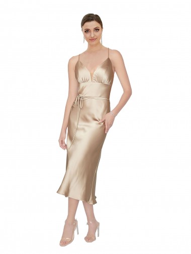 Outlet Empire Waist Formal Silky Satin Cocktail Midi Bridesmaid Dress / Prom Dress UK