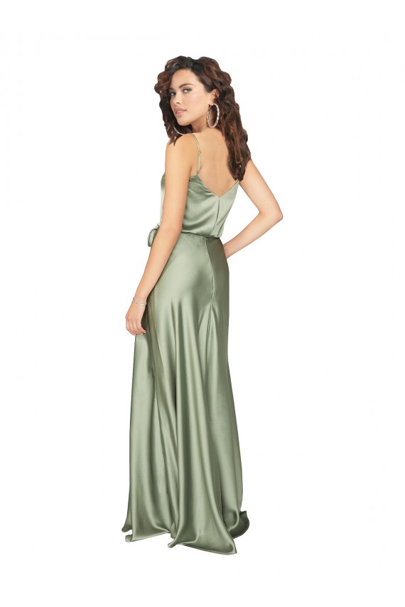 Outlet Formal Silky Satin Bridesmaid Dress with Tied Waist UK