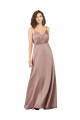 Outlet Subtle V-Neckline Formal Silky Satin Bridesmaid Dress with Front Button Detail UK