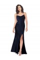 Outlet Draped Cowl Neck Formal Silky Satin Bridesmaid Dress / Prom Dress with Skirt Slit UK