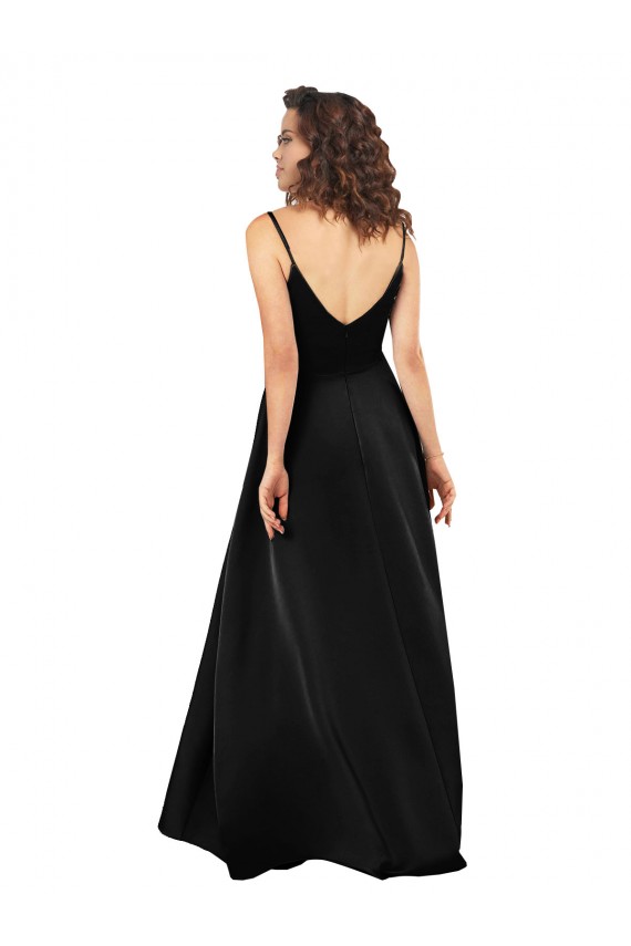 Outlet High Low V-Neckline Formal Silky Satin Tulip Bridesmaid Dress / Prom Dress with Wrap Skirt UK