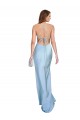 Outlet Open Back with Ties Cowl Neck Sheath Formal Silky Satin Long Bridessmaid Dress UK