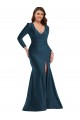 Outlet Long Sleeves Draped Wrap Formal Silky Satin Mermaid Bridesmaid Dress / Prom Dress with Front Slit UK
