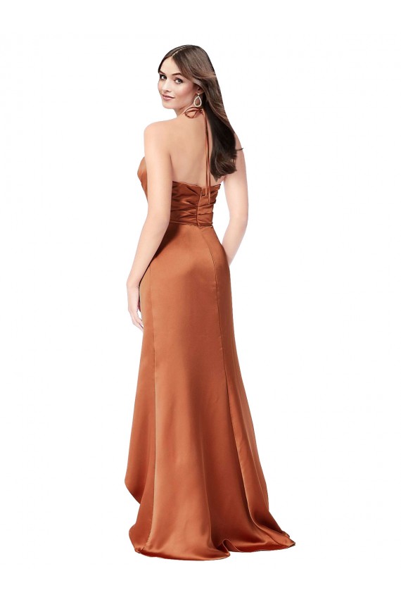 Outlet Faux-Wrap Skirt Formal Silky Satin Bridesmaid Dress / Prom Dress UK