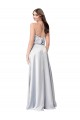Outlet Halter Neck Formal Silky Satin Bridesmaid Dress with Strappy Back UK
