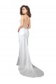 Outlet Simple Lace Up Back Cowl Neck Long Sweep Train Silky Satin Beach Wedding Dress UK