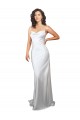 Outlet Simple Sweep Train Low Back Tie Cowl Neck Long Silky Satin Beach Wedding Dress UK