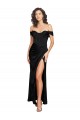Outlet Fitted Sweetheart Neckline Formal Silky Satin Bridesmaid Dress / Prom Dress with Off the Shoulder Sleeves and High Slit UK