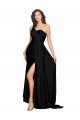 Outlet Floor Length One Shoulder Formal Silky Satin Bridesmaid Dress / Prom Dress with Side Slit UK