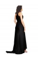 Outlet Floor Length One Shoulder Formal Silky Satin Bridesmaid Dress / Prom Dress with Side Slit UK