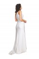 Outlet One Shoulder Floor Length Silky Satin Wedding Dress with Side Slit UK