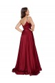 Outlet Deep V-Neck Sweetheart Long Formal Silky Satin Bridesmaid Dress / Prom Dress with Thigh High Slit UK