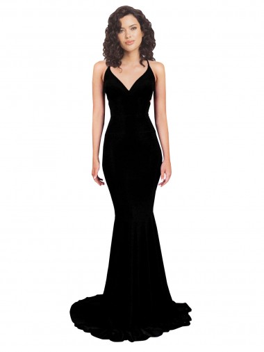 Outlet Fishtail Shaped V-Neck Open Back Formal Spandex Bridesmaid Dress / Prom Dress UK