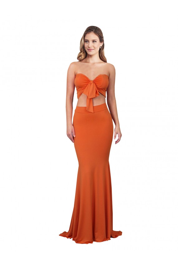 Outlet Strapless Bandeau Bodice Long Formal Spandex Bridesmaid Dress / Prom Dress UK