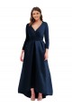 Outlet Long Sleeves Wrapped Formal Spandex Bridesmaid Dress / Prom Dress with High Low Full Skirt and Pockets UK
