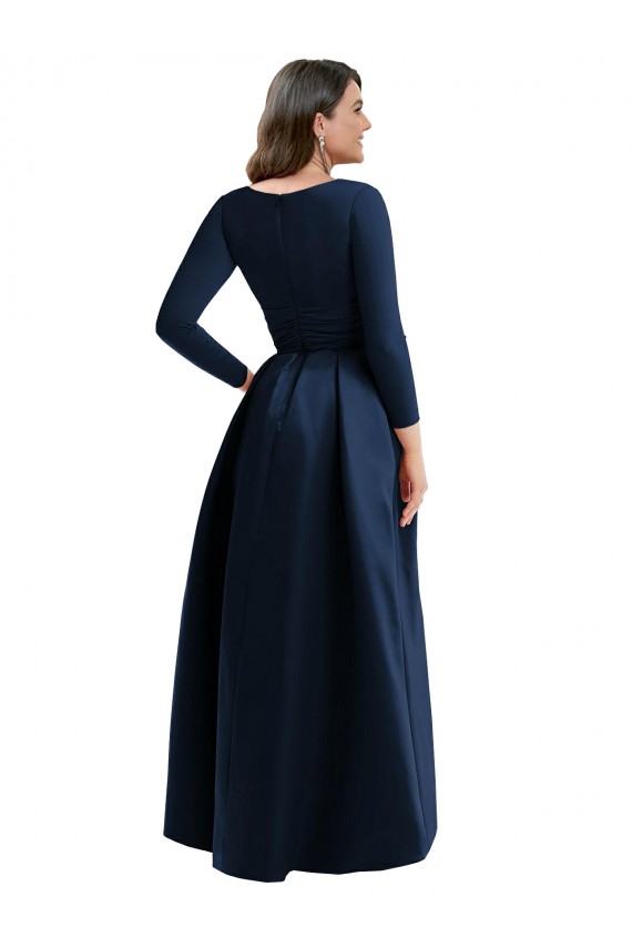 Outlet Long Sleeves Wrapped Formal Spandex Bridesmaid Dress / Prom Dress with High Low Full Skirt and Pockets UK
