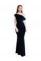 Outlet Draped Off the Shoulder Fitted Formal Crepe Bridesmaid Dress / Prom Dress UK