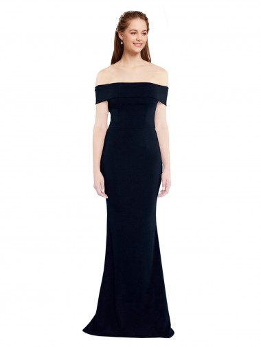 Outlet Off the Shoulder Fitted Formal Crepe Bridesmaid Dress / Prom Dress with Back Cut Out UK