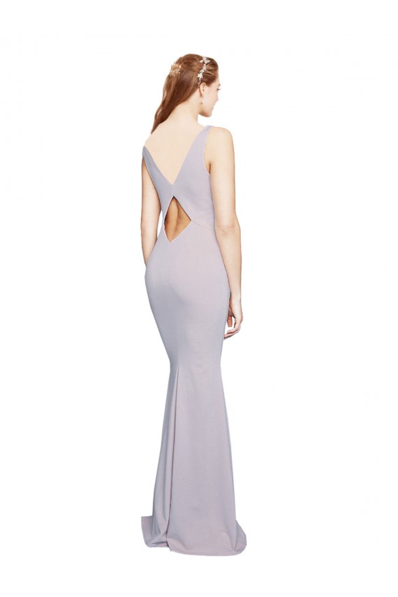 Outlet Cut-Out Back V-Neckline Mermaid Formal Crepe Bridesmaid Dress / Prom Dress Keyhole Back UK
