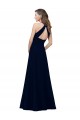 Outlet High Neck Crepe Bridesmaid Dress / Prom Dress with Pleats and Keyhole Back UK