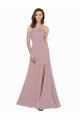Outlet High Neck Crepe Bridesmaid Dress / Prom Dress with Pleats and Keyhole Back UK
