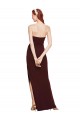Outlet Twisted Strapless Keyhole Long Formal Crepe Bridesmaid Dress / Prom Dress with Slit UK