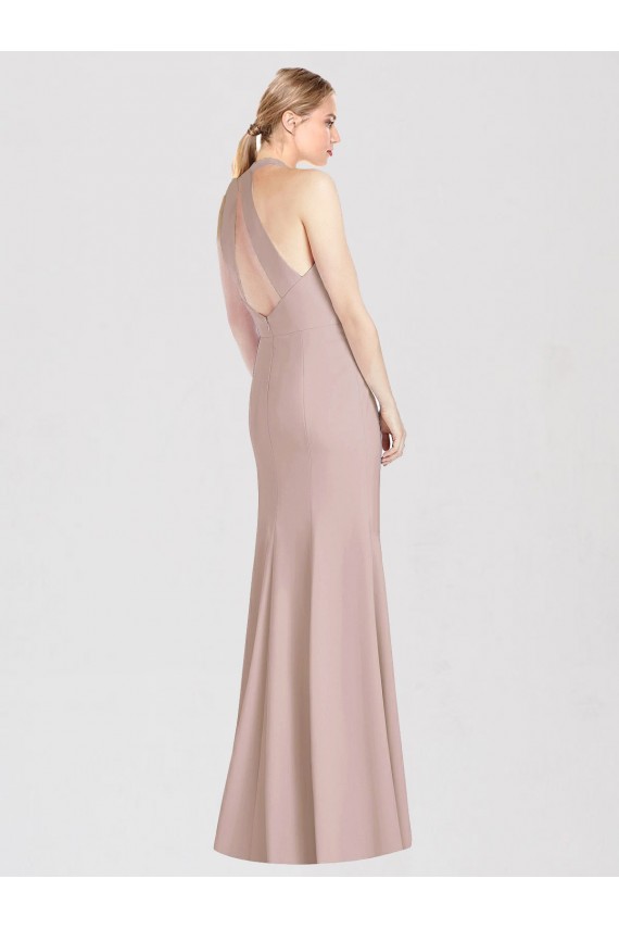 Outlet High Neck Cutout Halter Trumpet Bridesmaid Dress UK