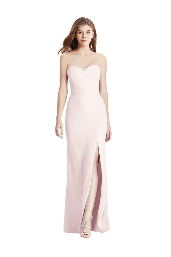 Outlet Strapless Crepe Trumpet Bridesmaid Dress / Prom Dress with Front Slit UK