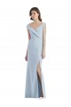 Outlet Romantic Off the Shoulder Long Maxi Bridesmaid Dress with Side Slit UK
