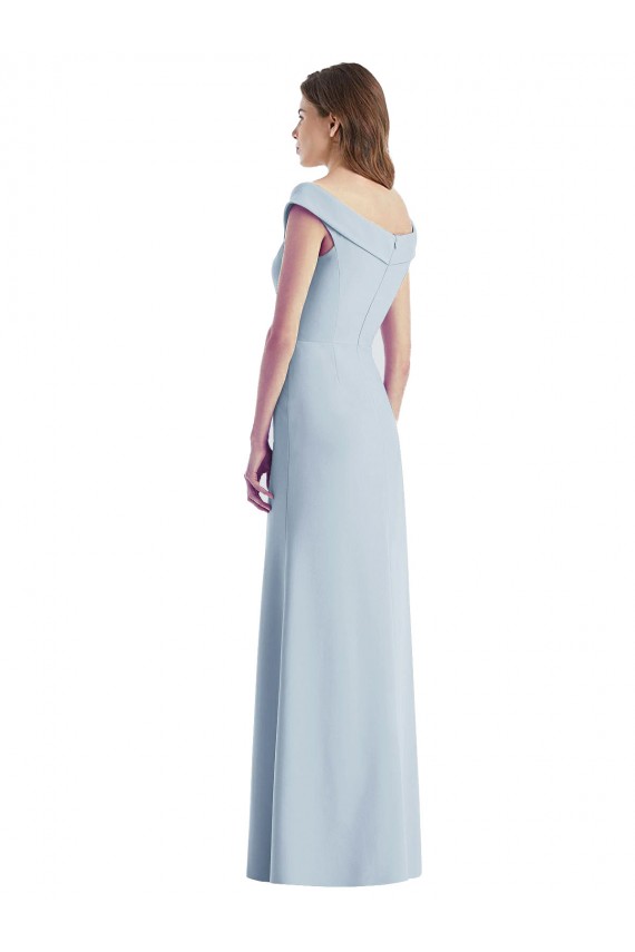 Outlet Romantic Off the Shoulder Long Maxi Bridesmaid Dress with Side Slit UK