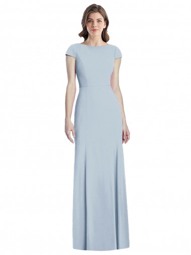 Outlet Bateau Neck Cap Sleeves Open Back Trumpet Bridesmaid Dress / Prom Dress UK