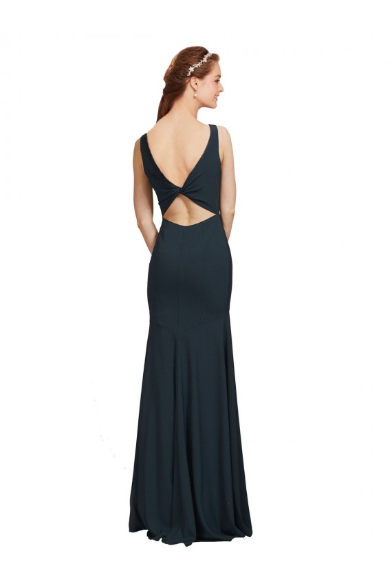 Outlet Sleeveless Bateau Neckline Crepe Bridesmaid Dress / Prom Dress with Twist Back UK