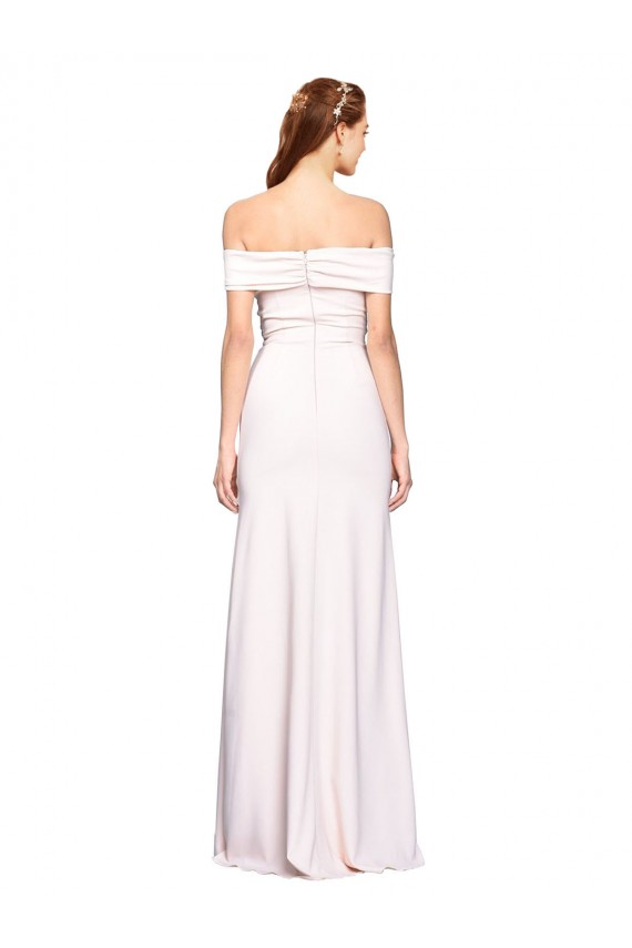 Outlet Criss Cross Off the Shoulder Formal Crepe Bridesmaid Dress / Prom Dress with Side Slit UK