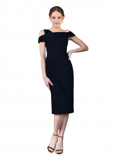 Outlet Draped Cross Shoulder Stretch Formal Crepe Cocktail Dress / Homecoming Dress UK