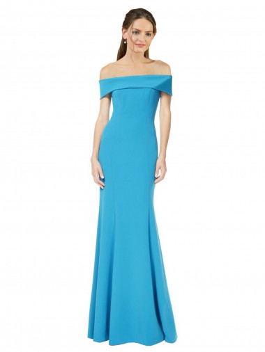 Outlet Off the Shoulder Formal Crepe Bridesmaid Dress / Prom Dress with Fitted Silhouette UK