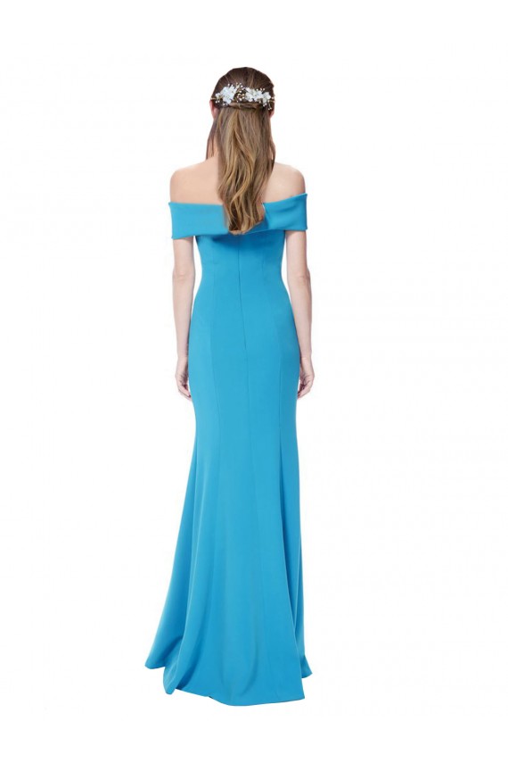 Outlet Off the Shoulder Formal Crepe Bridesmaid Dress / Prom Dress with Fitted Silhouette UK