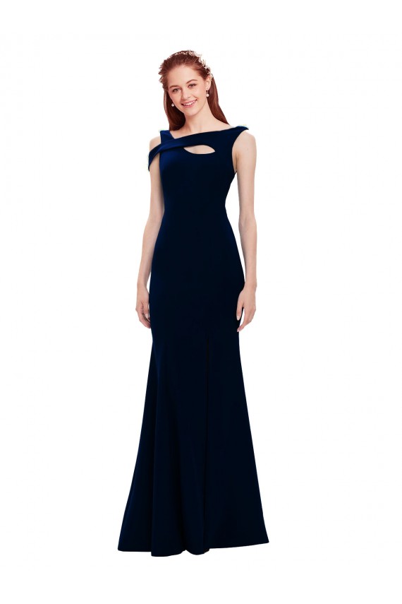Outlet Sleeveless Formal Crepe Mermaid Bridesmaid Dress / Prom Dress with Side Slit UK